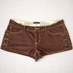 ✨ Y2K Western Inspired Brown Cotton Shorts w Unique Embroidery Size 9